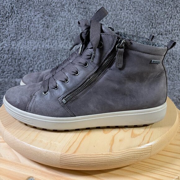 Ecco Boot Soft 7 Tred Gore-Tex Women Size 11 Gray Waterproof Nubuck Ankle Bootie - Picture 1 of 9